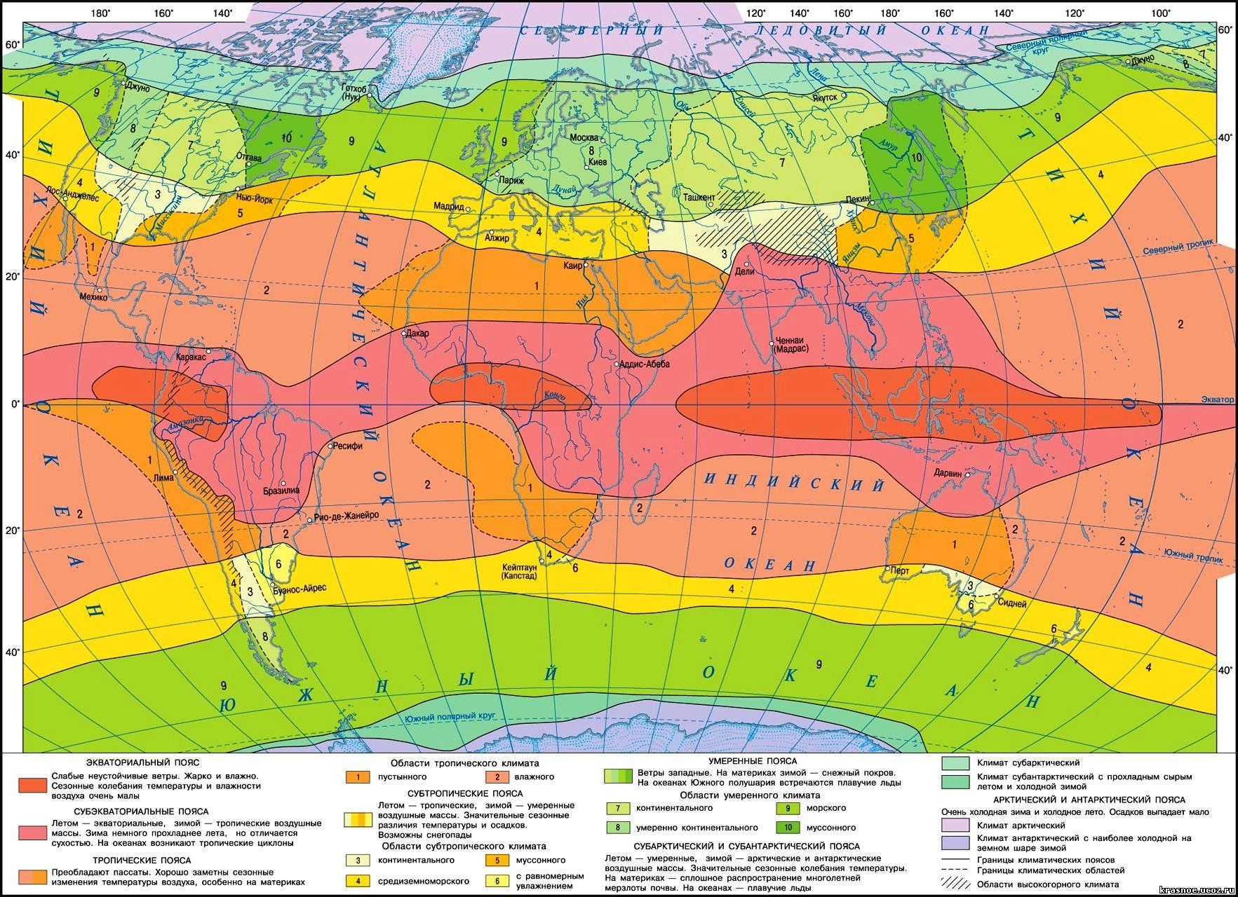 Природные зоны субтропического климатического пояса. Карта климатических поясов.