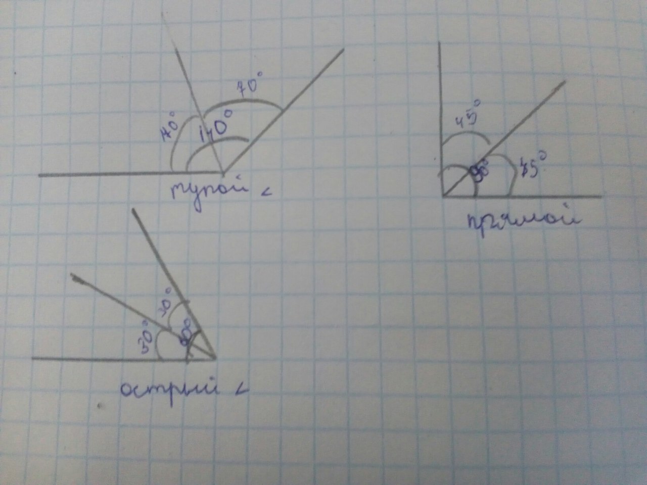 Используя угольник определи сколько на чертеже острых прямых тупых углов петерсон