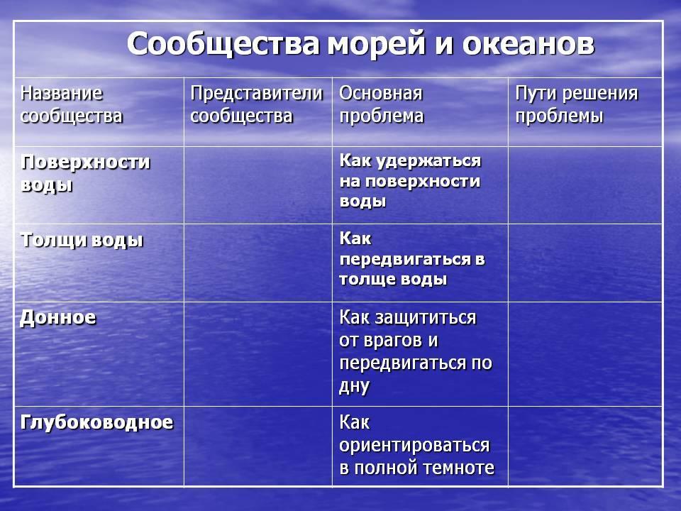 Сообщества морей и океанов презентация