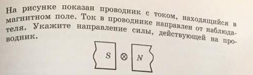 На рисунке 115 показан проводник с током находящийся в магнитном поле укажите направление силы