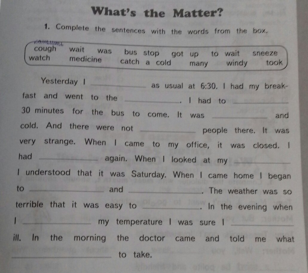 Create sentences with the words. Complete the sentences with the Words from the Box. Complete the following sentences with the Words from the Box.