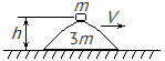 На гладкой горизонтальной поверхности стола покоится горка с двумя вершинами h и 4h