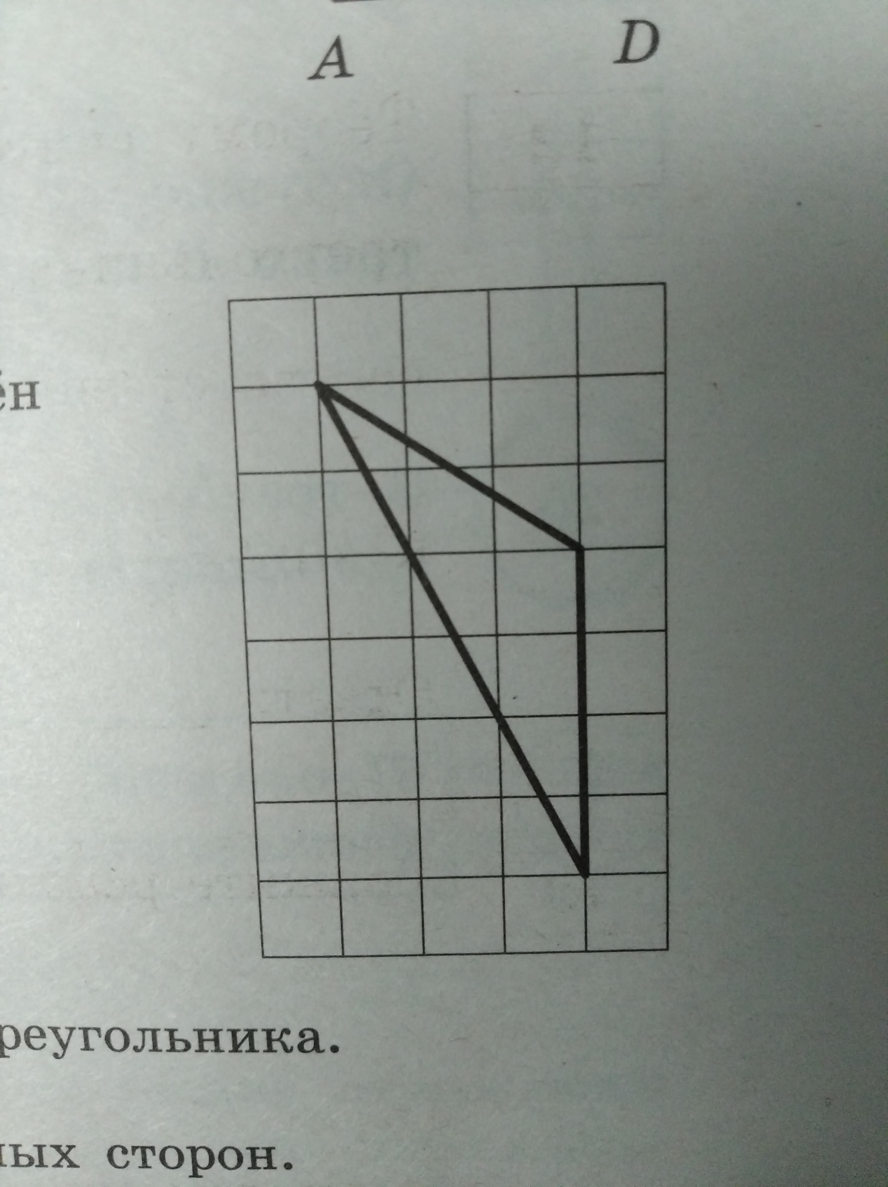 на клеточной бумаге 1x1 изображен треугольник