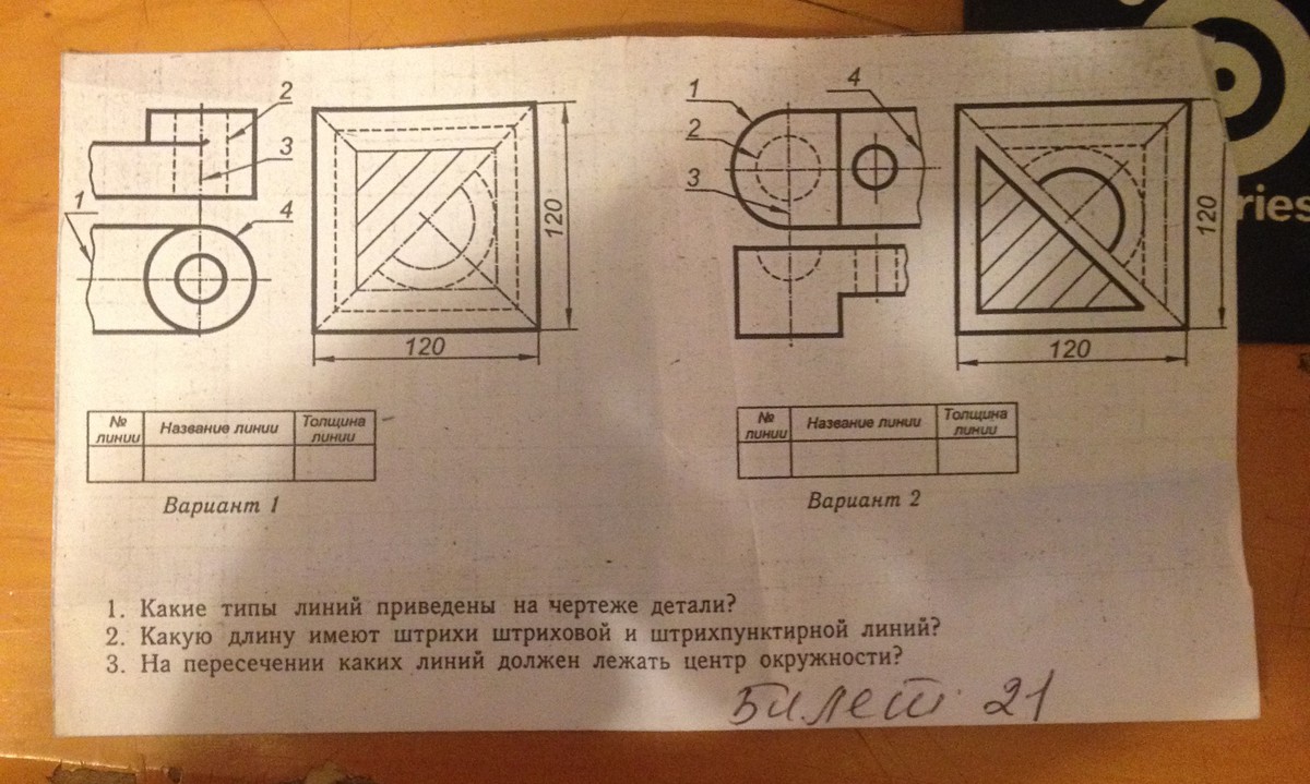 Какие линии необходимо применить для выполнения данного чертежа какова их толщина вариант 7