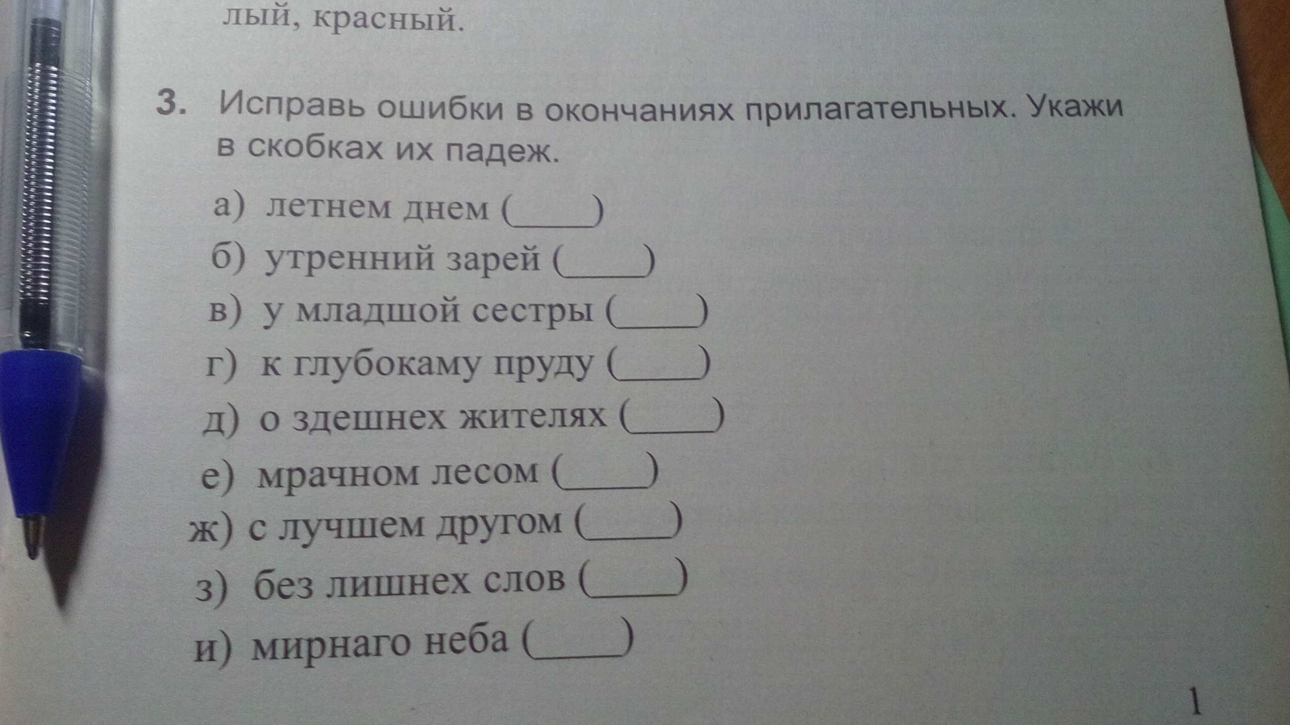 Найдите предложение без ошибки в окончании прилагательного