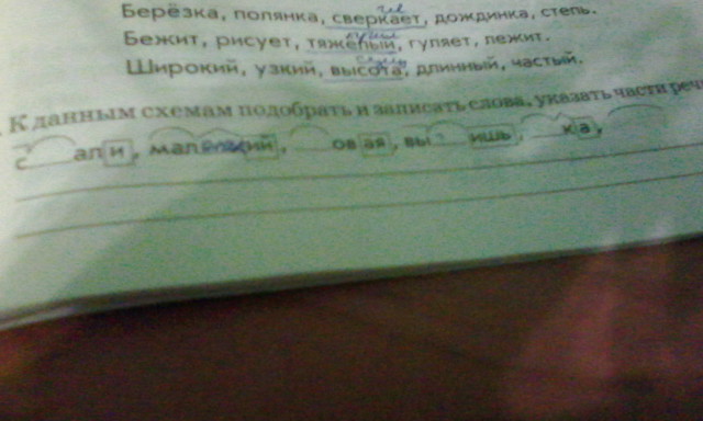 К данным схемам подобрать и записать слова указать части речи 3 класс голубь сломали