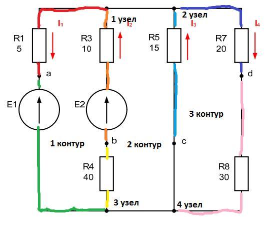 Узел контур. Монтажная схема, 7 ветвей. Схема 7+3. Схема 4 узла 6 ветвей. Схема с 4 узлами.