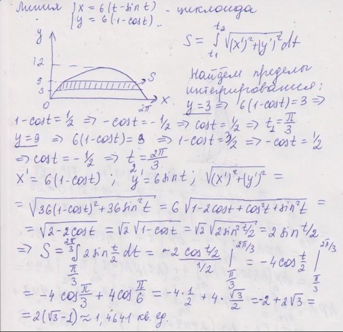 Найдите площадь фигуры y cosx. Вычислить площадь фигуры заданной параметрически. Вычислить площадь фигуры ограниченной одной аркой циклоиды. Вычислить площадь фигуры ограниченной циклоидой. Вычислить площадь фигуры , ограниченной линиями x=t-Sint y=1-cost.