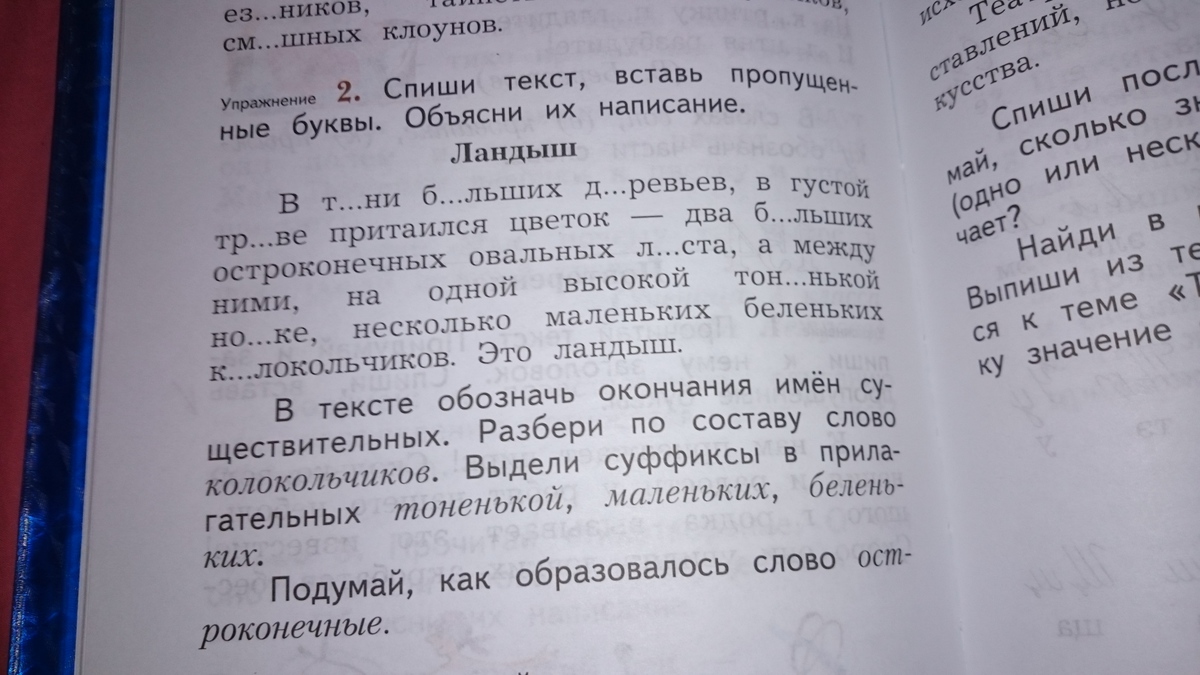 Спишите предложения вставляя пропущенные буквы и подберите к каждому из них схему из упражнения 48