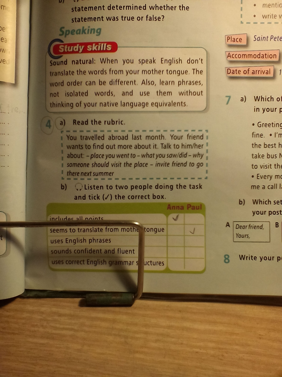 Read the rubric and find the Key Words. Read the rubric and the information what will each Speaker talk about.