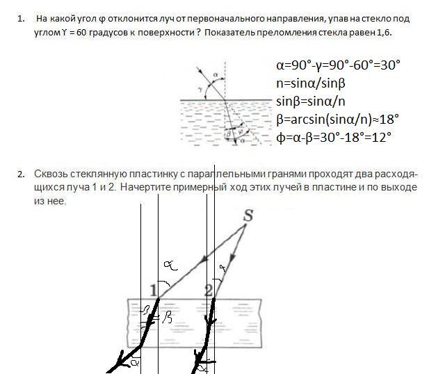 1022. На какой угол отклонится луч света от первоначального …