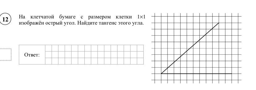 Найти тангенс угла изображенного на рисунке на клетчатой бумаге огэ по математике