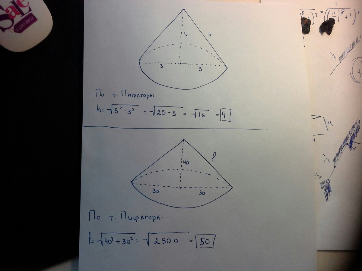 Диаметр основания конуса равен в см