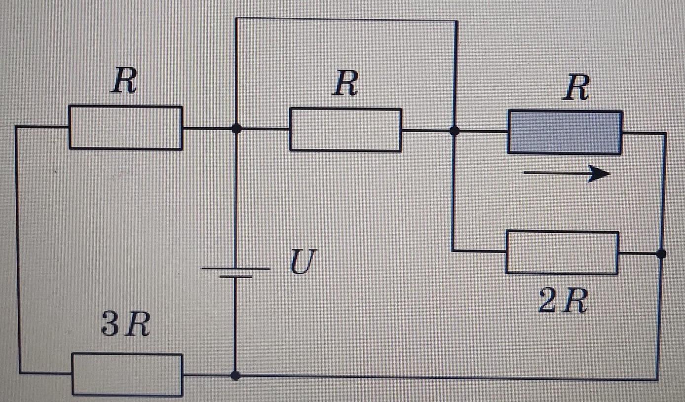 На рисунке изображена электрическая цепь состоящая из источника тока резисторов