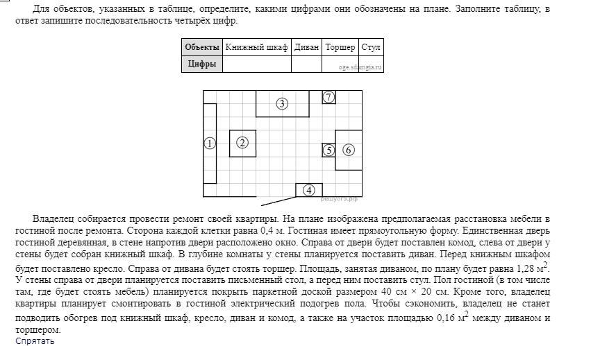 Как решить задания ОГЭ о ремонте квартиры, где комод …