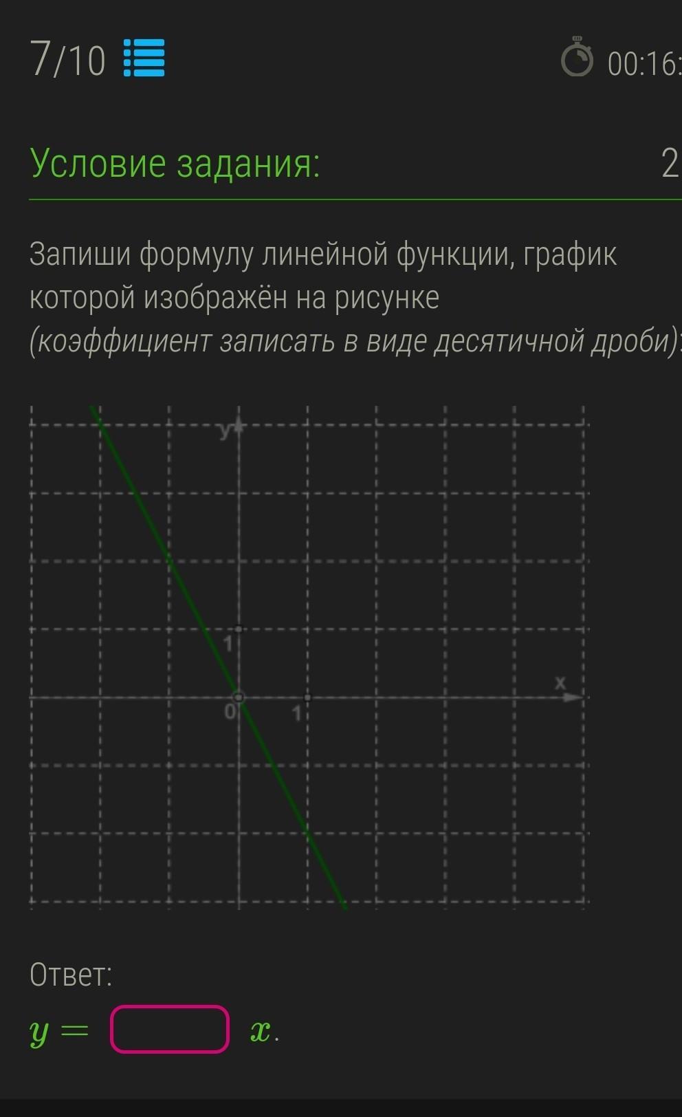 Задай формулой линейную функцию график которой изображен на рисунке коэффициент записать в виде