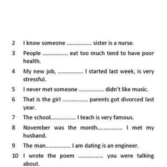 Complete the sentence use relative pronouns. Relative pronouns and adverbs. Complete the sentences using the correct relative pronoun or relative 16.Peter was.
