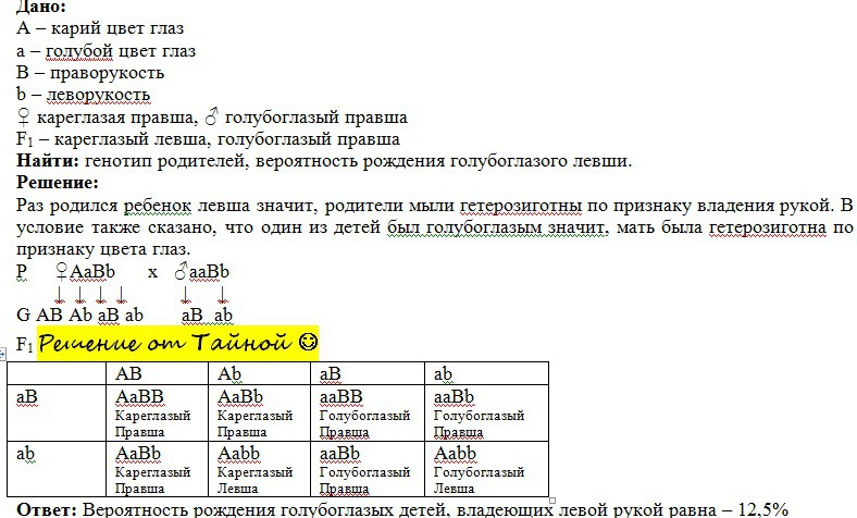 Голубоглазый мужчина женился на кареглазой женщине мать …