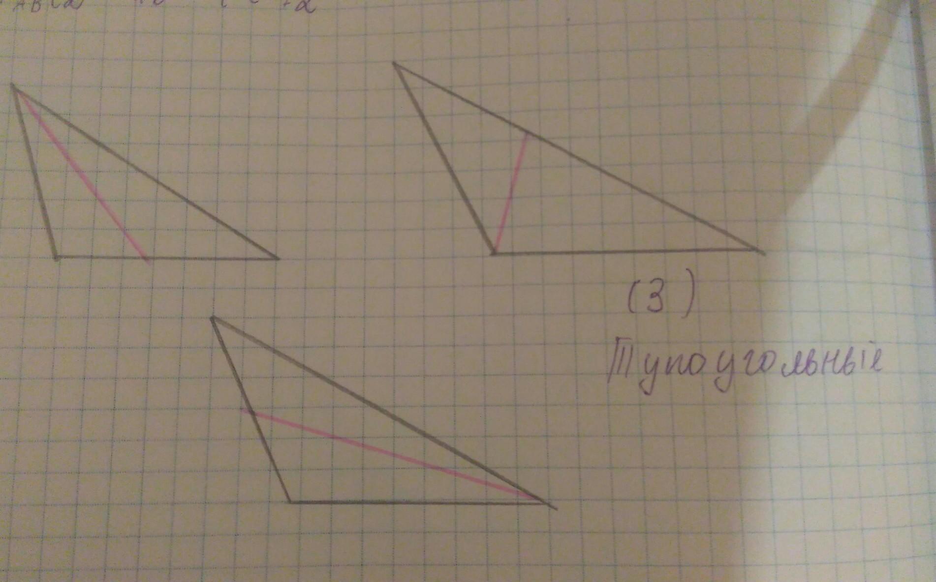 Начертите тупоугольный. Начертить 3 треугольника разного вида. 3 Тупоугольных треугольника. Начерти 3 разных треугольника. Проекция в тупоугольном треугольнике.