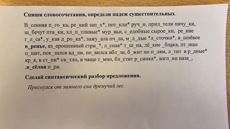 Словосочетания определить падеж существительных 3 класс