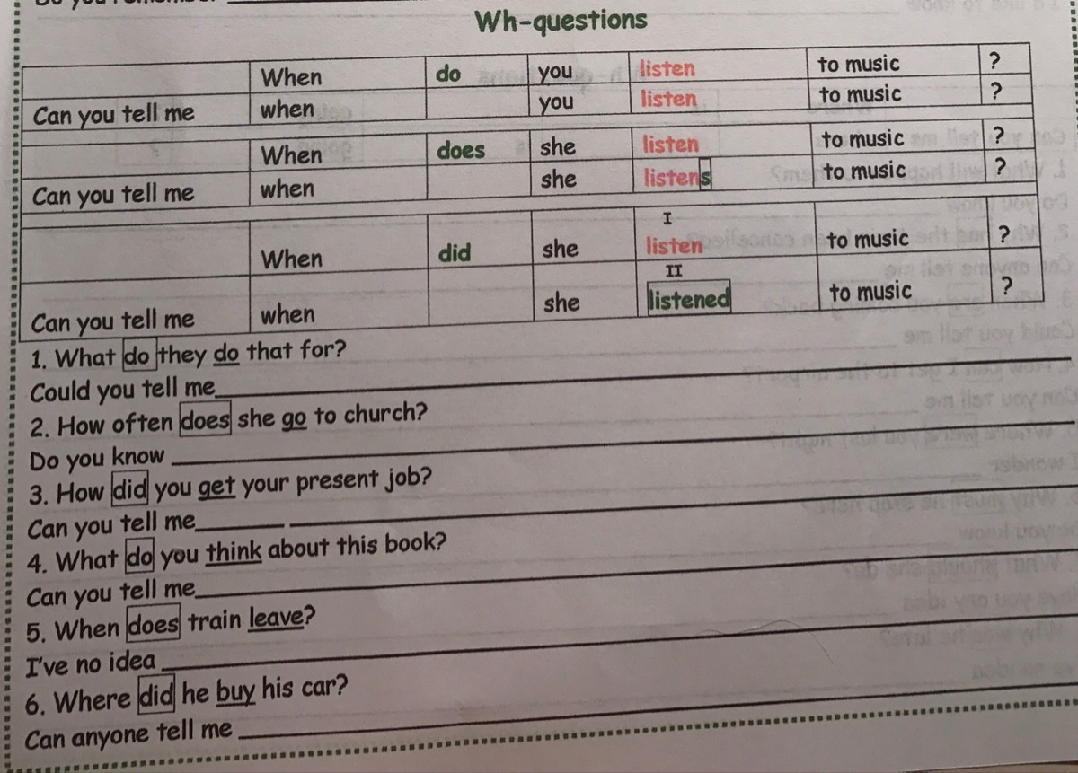 Order the words to make reported questions