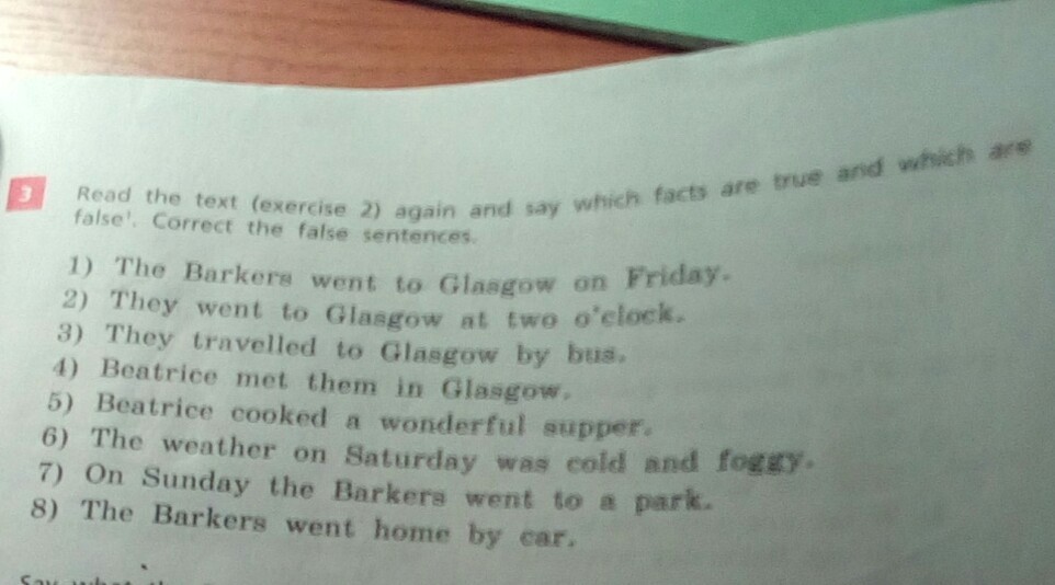 Read the text again seven sentences. The Barkers Chinese. Read the text again the Barkers. Go to Glasgow. The Barkers their friends in Glasgow.