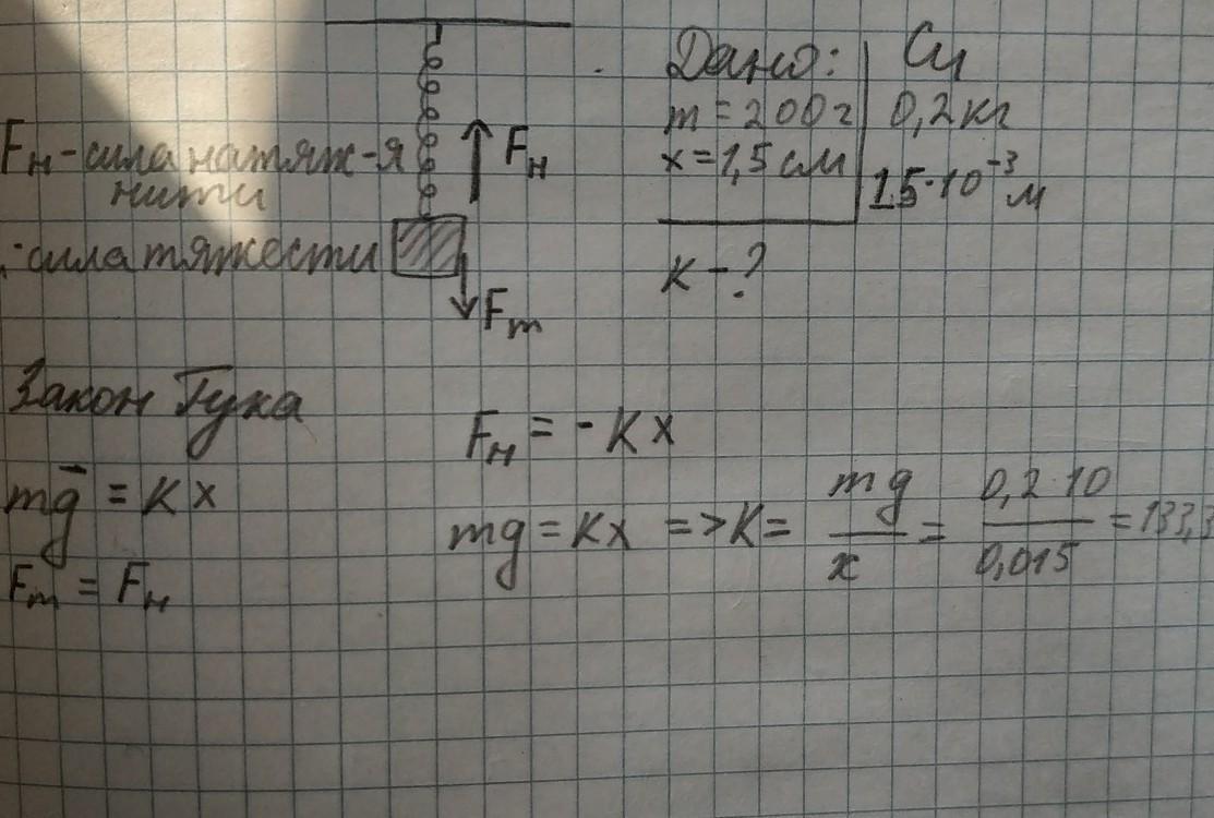 К бруску массой 2 кг лежащему на горизонтальной поверхности стола прикреплена пружина жесткостью 400