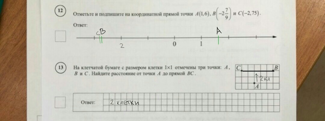 Отметь на клетчатой