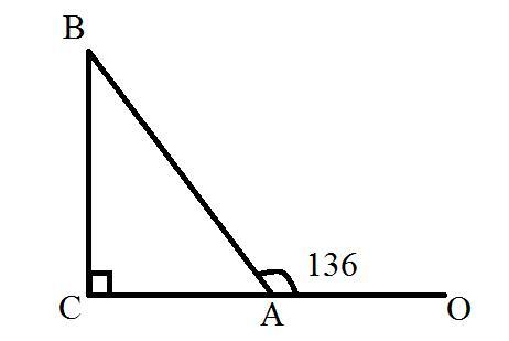 На рисунке 23 угол. Внешний угол прямоугольного треугольника. Угол 136 градусов. Угол 136 градусов рисунок. Прямоугольный треугольник с 2 внешними углами.