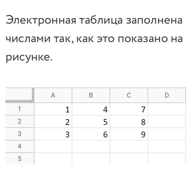 Число записанное в ячейку электронной таблицы. Заполните ячейки электронной таблицы так, как показано на рисунке:. В ячейки Эл таблицы записаны числа как показано на рисунке. Таблица 3 на 3 заполнена числами. Таблица 3 на 3 была заполнена числами так.