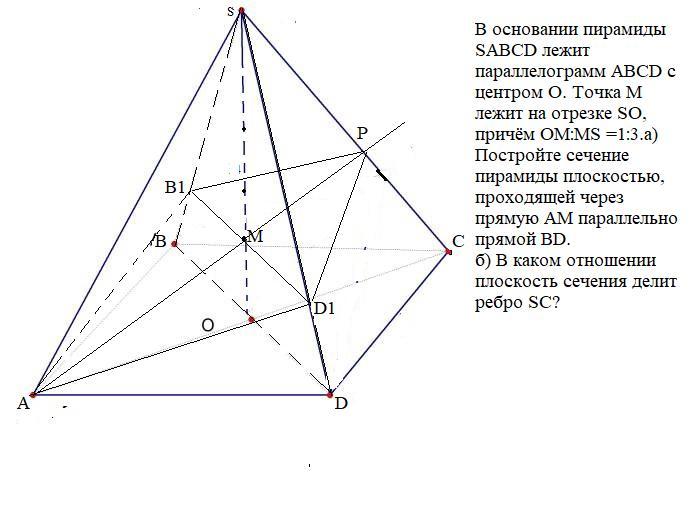 Точки м и n расположены на ребрах четырехугольной пирамиды скопируйте рисунок