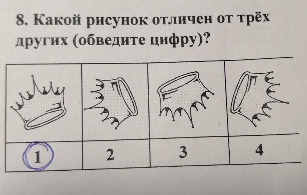 Какой рисунок отличен от трех других обведите цифру