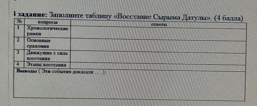 заполните таблицу плз