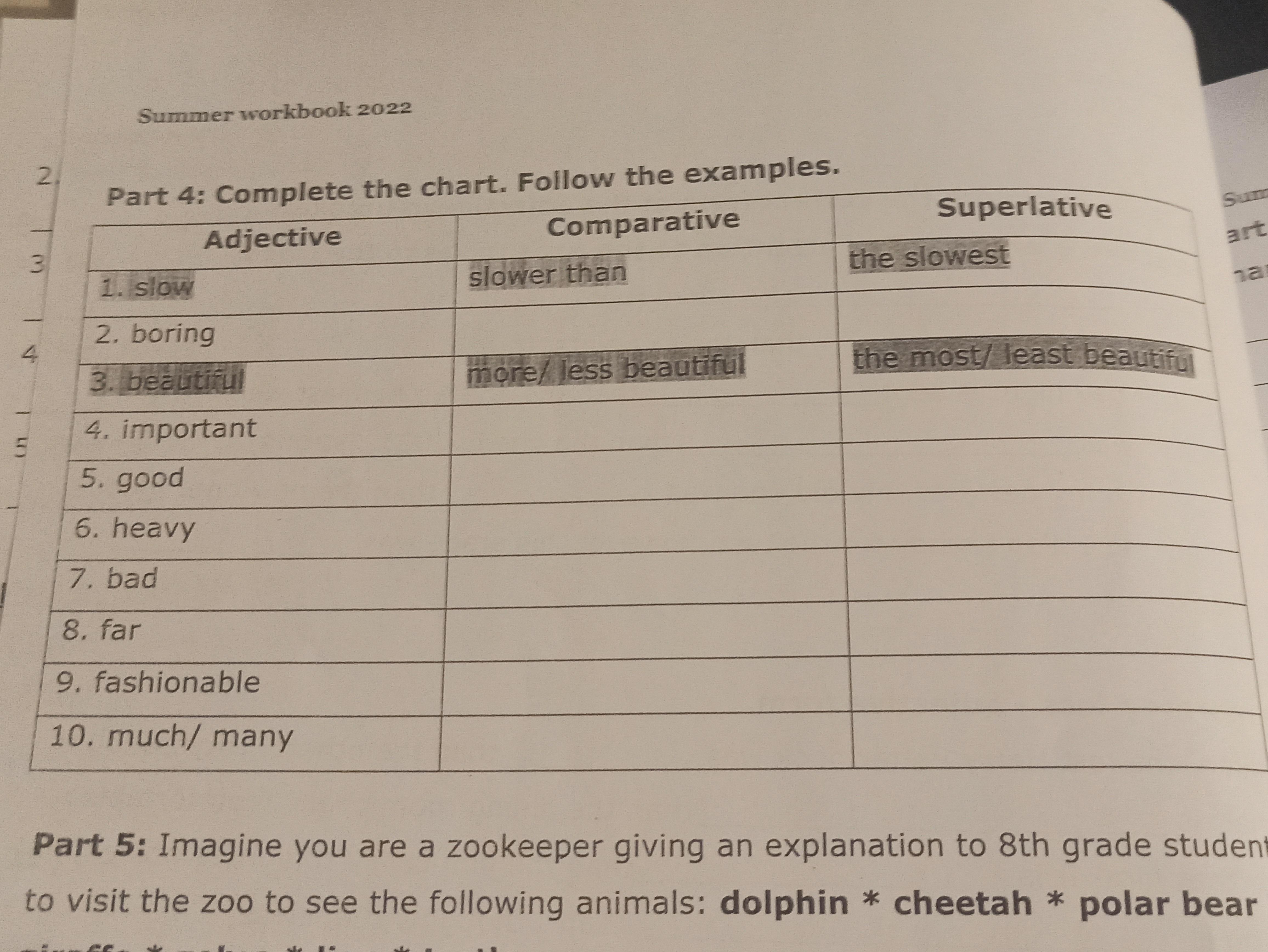 Complete the examples from the text. Complete the examples from the text