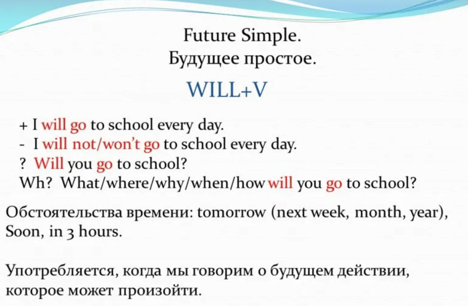Отрицательное предложение будущего времени. Future simple простое будущее время правило. Правило по английскому Future simple. Формула Future simple в английском языке. Действие которое обозначает Future simple.