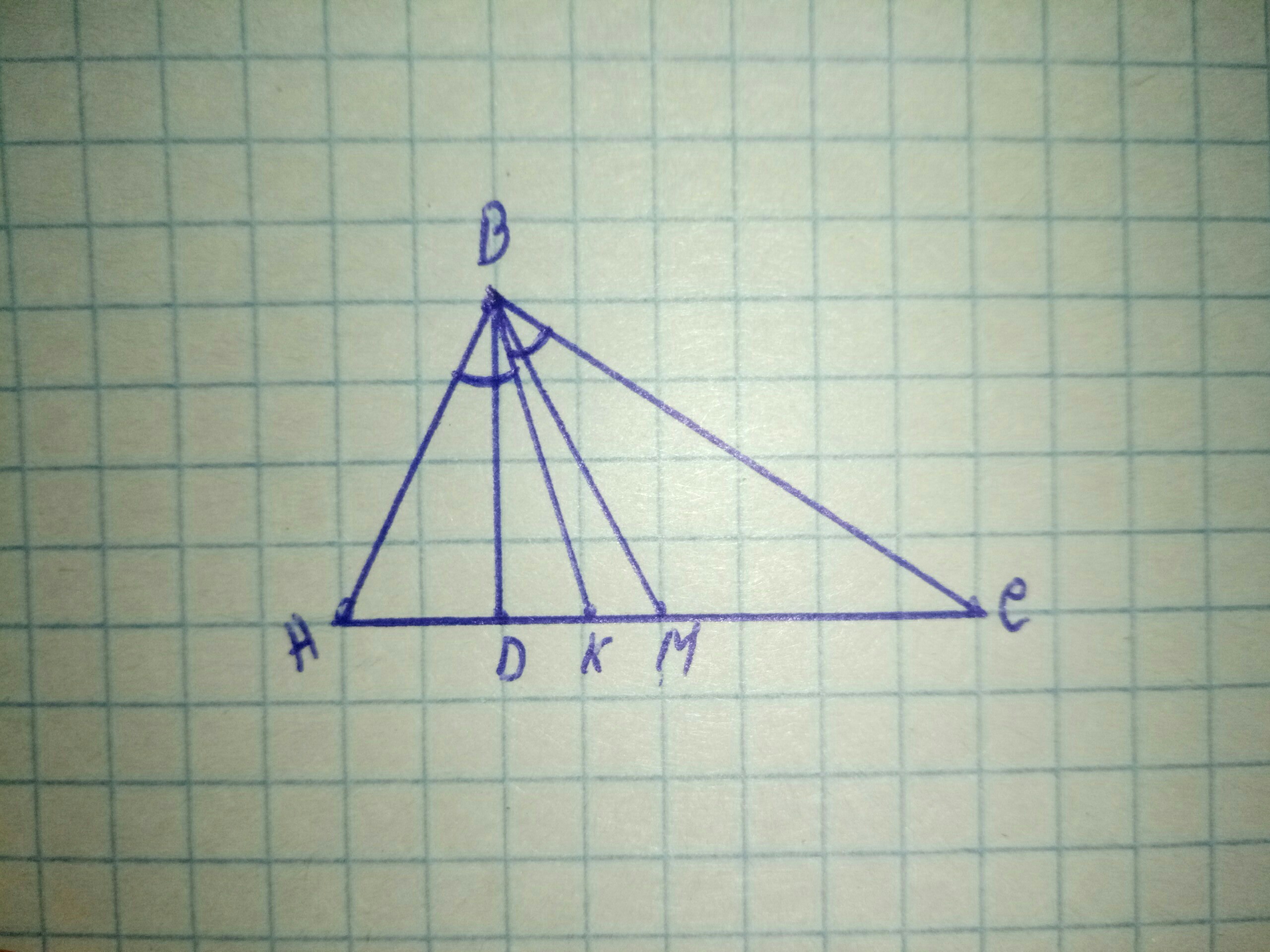 Высота ам треугольника абс. В треугольнике ABC BM Медиана. Треугольник а б у биссектриса б к. Треугольник АВС С медианой ам. BK биссектриса треугольника ABC.