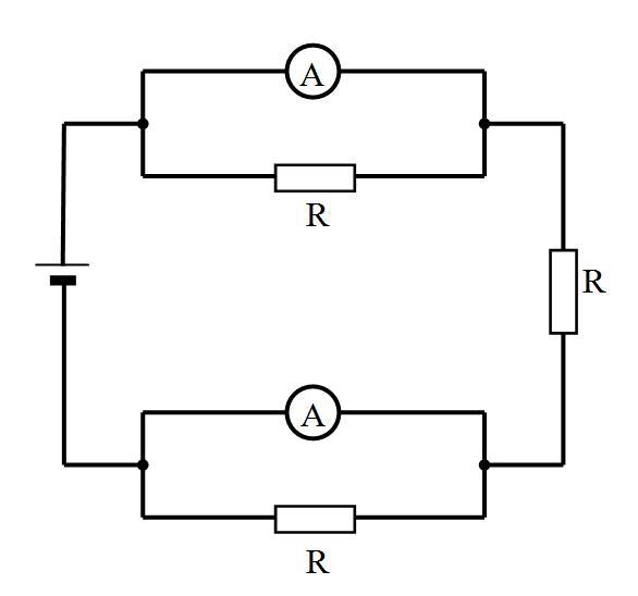 Идеальный амперметр и 3 резистора. Электрическая цепь r1 r2 амперметр. Сопротивление схема 2 контура с амперметром. Электрическая цепь r1 r2 амперметр ключ аккумулятор. Электрическая цепь состоящая из сопротивление r1=r3=6.
