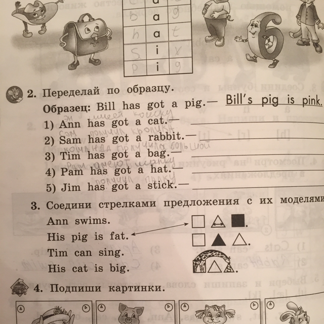 Вставь слова can has got или is образец nick is sad