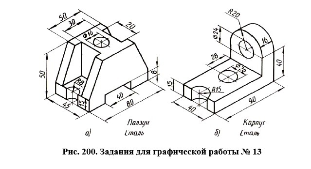 Чертежи деталей с размерами в трех проекциях с размерами черчение