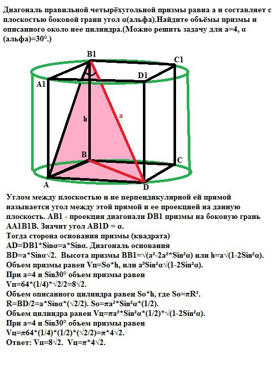 Чертеж правильной четырехугольной призмы