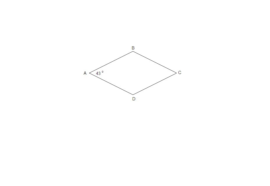 Угол 1 равен 43 градуса. Один из углов ромба равен 43 Найдите больший угол. Один из углов ромба равен 43 градуса Найдите больший угол этого ромба. Градусы углов ромба. Противолежащие углы ромба равны 180.