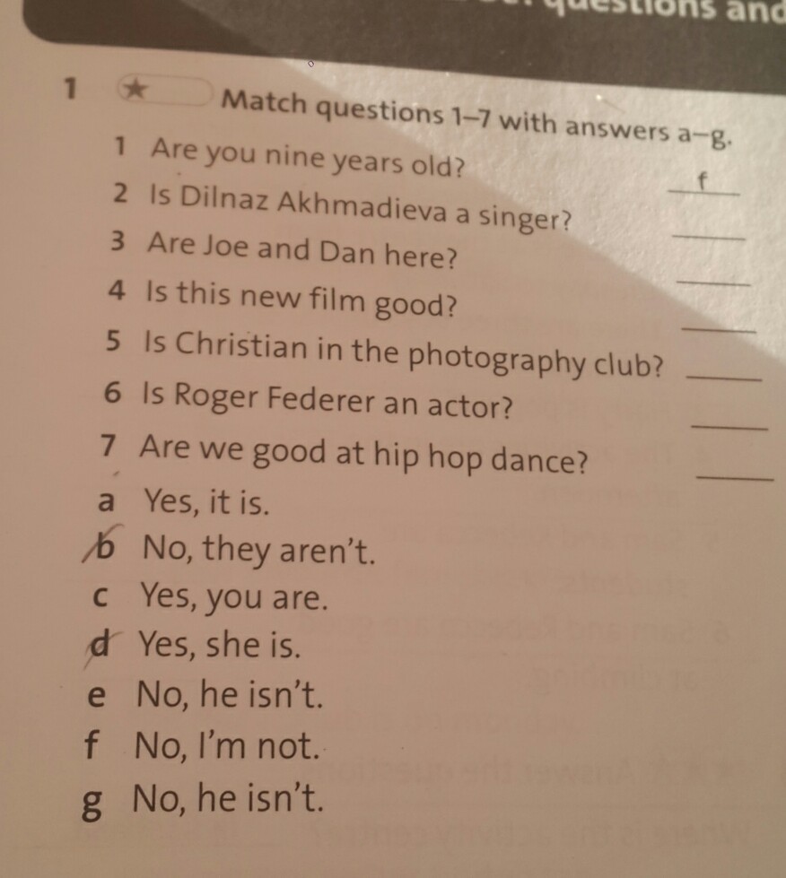 Match the questions with the answers 18. Match the questions with the answers 18