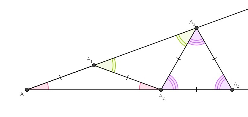 На сторонах угла сад. На одной стороне угла с вершиной в точке о. Треугольник АА. А одной стороне угла с вершиной а отмечены точки.