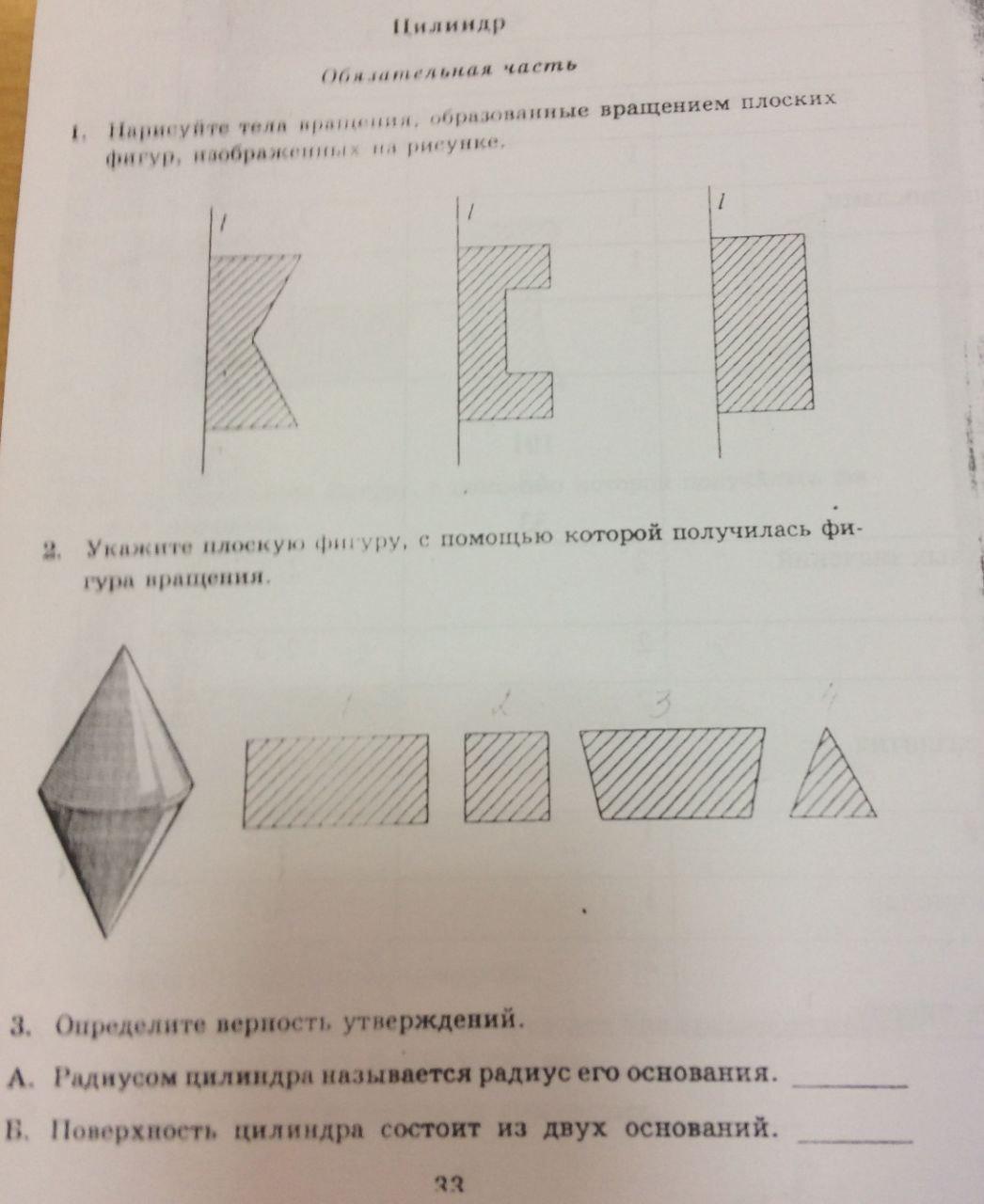 Нарисуйте тела вращения образованные вращением плоских фигур изображенных