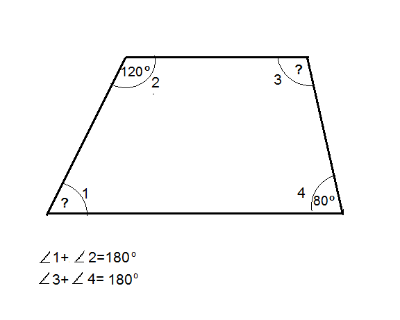 2 угла трапеции равны. 2 Угла трапеции равны 80 и 120 градусов. Найдите неизвестные углы трапеции. Два угла трапеции. Угол в трапеции равен 120.