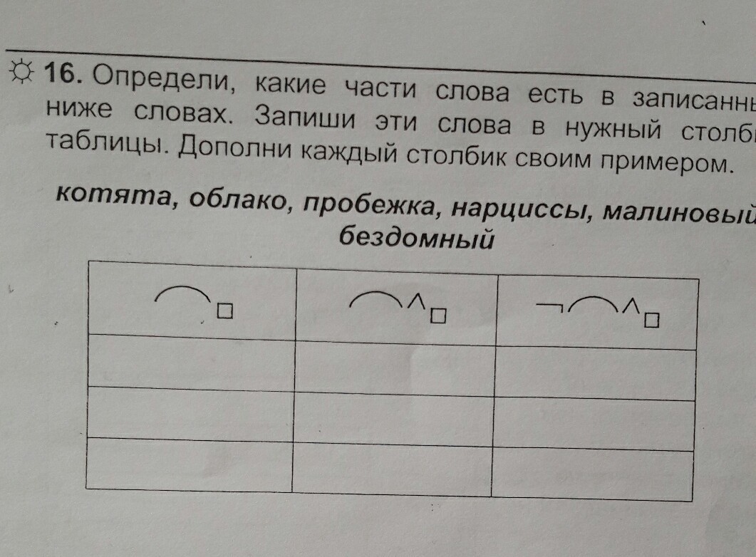 Подбери слова к схемам запиши слова в 3 столбика какое слово ты записал почему