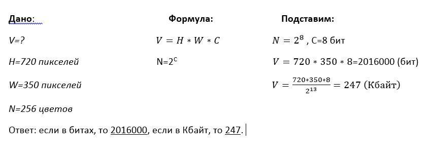 Расчитайте объем видеопамяти необходимый для хранения графического изображения занимающего весь