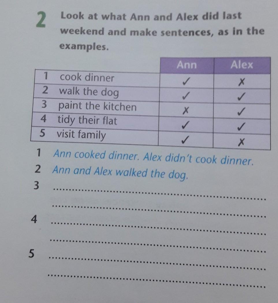 4 write sentences as in the example