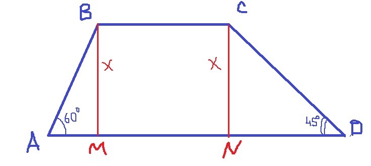 Основание трапеции 4 и 10