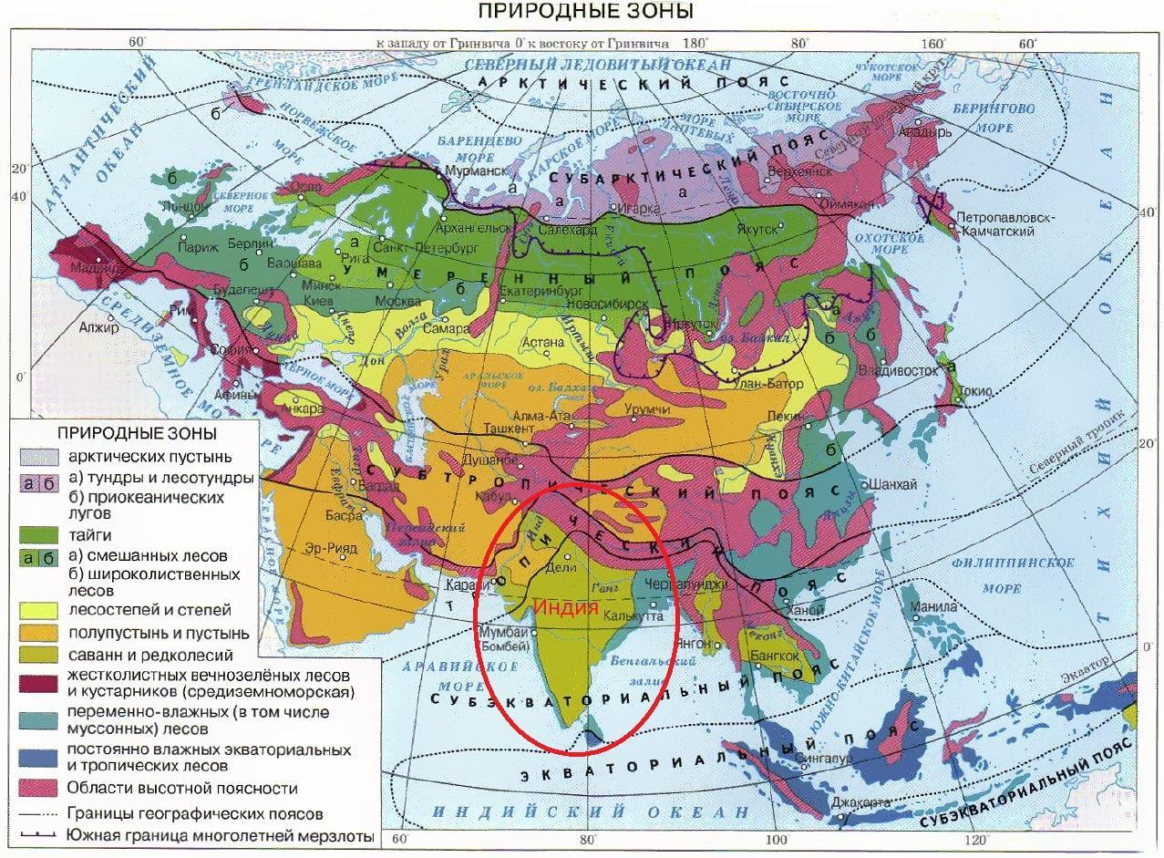 Природные зоны индии по плану 7 класс